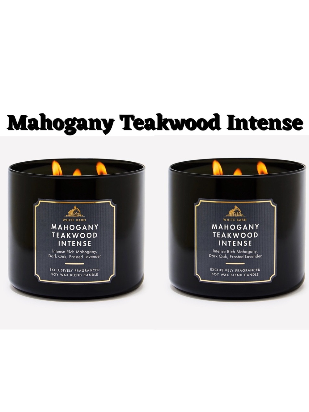 Mahogany Teakwood Intense White Barn 3 Wick Candle x2